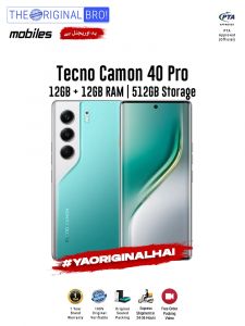 Tecno Camon 40 Pro - 8GB RAM - 256GB Storage - PTA Approved - 12 Months Warranty - Green - The Original Bro Mobiles - TOB42